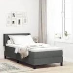 vidaXL Boxspringbett mit Matratze - Dunkelgrau, 80 x 200 cm, Stoff.