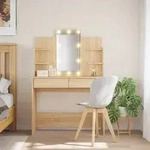 vidaXL Schminktisch mit LED-Leuchten Sonoma-Eiche 96x40x142 cm