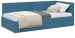 vidaXL Eckbettgestell mit Kopfteil Blau 90 cm x 200 cm Samt