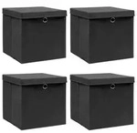 vidaXL Aufbewahrungsboxen mit Deckeln 4 Stk. Schwarz 32x32x32 cm Stoff