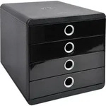 Exacompta Schubladenbox POP-BOX + 4 geschlossenen Laden, Schwarz Glossy, 314438D