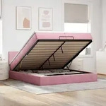 vidaXL Ottoman-Bett mit Matratzen & LEDs Rosa 200x200 cm Samt