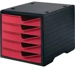 Ablagebox 5 Schubl.schwarz/cranberry Polystyrol H255xB270xT340mm STYRO