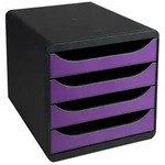 Exacompta Schubladenbox Big Box, 4 offene Schubladen, Iderama, Violett, 310720D