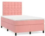 vidaXL Boxspringbett mit Matratze Rosa 120x190 cm Samt