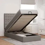 vidaXL Ottoman-Bett mit Matratze & LEDs Taupe 80x200 cm Stoff