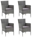 vidaXL Garten-Essst&uuml;hle 4 Stk. Poly Rattan Grau