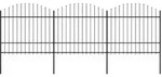 vidaXL Gartenzaun mit Speerspitzen Stahl (1,5 - 1,75) x 5,1 m Schwarz