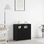 vidaXL LED Sideboard Schwarz Eiche 80x35x75 cm Holzwerkstoff