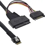 InLine&reg; Slim SAS Kabel, SFF-8654 zu U.2 SFF-8639 + SATA Strom, 0,5m Kabel Interne