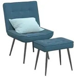 vidaXL Relaxsessel mit Hocker Blau Samt