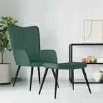 vidaXL Relaxsessel mit Hocker Dunkelgr&uuml;n Samt