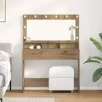 vidaXL Schminktisch mit LED-Leuchten Artisan Eiche 100x41x135 cm