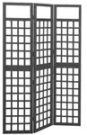 vidaXL Spalier/Paravent 3-teilig Massivholz Tanne Schwarz 121x180 cm