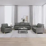 vidaXL 3-tlg. Sofagarnitur mit Kissen Dunkelgrau Stoff