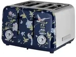 Laura Ashley &ndash; 4-Scheiben-Toaster, 7 Stufen, Br&ouml;tchenaufsatz, Auftaufunktion,
