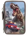 Depesche 13693 Dino World New World - Gef&uuml;llte 3-Fach Federtasche in Khaki-Gr&uuml;n,