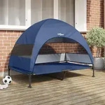 vidaXL Erh&ouml;htes Hundebett mit Abnehmbarem Dach Marineblau XL Stahl