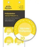 Pr&uuml;fplaketten 'N&auml;chster Pr&uuml;ftermin' 20__ Vinyl 30mm 10 Bogen/80 Etiketten gelb