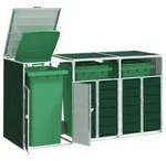 vidaXL M&uuml;lltonnenbox f&uuml;r 3 Tonnen Gr&uuml;n 216x81x115 cm Stahl