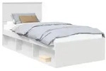 vidaXL Bettrahmen mit Kopfteil Wei&szlig; 90 x 190 cm Massives Kiefernholz