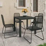 vidaXL 5-tlg. Garten-Essgruppe PVC Rattan Schwarz