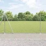 vidaXL Drahtzaun mit 7 Flanschpfosten 1,2 x 10 m aus verzinktem Stahl