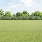 vidaXL Schwei&szlig;drahtzaun mit 22 U-Posts Silber 1,4x25 m Stahl