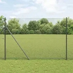 vidaXL Schwei&szlig;drahtzaun mit 13 Pfosten Grau 1,5x50 m Stahl