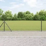 vidaXL Geschwei&szlig;ter Maschendrahtzaun mit 13 Flanschpfosten Grau 0,4x100 m Stahl
