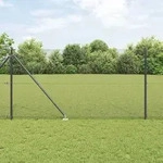 vidaXL Geschwei&szlig;ter Drahtzaun mit 13 Stachelpfosten Grau 1,2x25 m Stahl