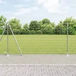 vidaXL Eurozaun mit 13 Flanschpfosten 1,2x25 m aus verzinktem Stahl