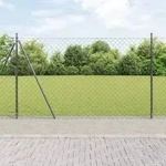 vidaXL Kettenzaun mit 13 Flanschpfosten 1.4x25 m aus verzinktem Stahl