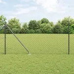 vidaXL Kettenzaun mit 13 Spie&szlig;posten 1.2x25 m verzinkter Stahl