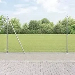 vidaXL Schwei&szlig;drahtzaun mit 13 Flanschpfosten 1,6x25 m Verzinkter Stahl