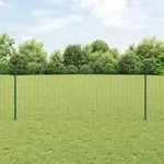 vidaXL Eurozaun mit 11 U-Pfosten Gr&uuml;n 1x25 m Stahl