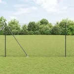 vidaXL Kettengliedzaun mit 7 Spike-Posts 1,6 x 10 m verzinkter Stahl