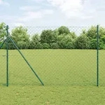 vidaXL Kettenzaun mit 7 Pfosten 1,6x10 m Verzinkter Stahl Gr&uuml;n