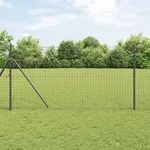 vidaXL Euro Zaun mit 7 Pfosten 1,4x10 m Feuerverzinkter Stahl Grau