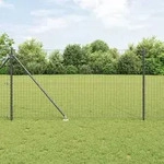 vidaXL Euro Zaun mit 13 Spike-Pfosten 1,2x25 m aus verzinktem Stahl in Grau