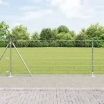 vidaXL Euro Zaun mit 13 Flanschpfosten 1x25 m Verzinkter Stahl