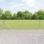 vidaXL Euro Zaun mit 13 Flanschpfosten 0,6x25 m Verzinkter Stahl