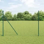 vidaXL Euro-Zaun mit 7 Pfosten 1,5x10 m verzinkter Stahl Gr&uuml;n