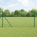 vidaXL Maschendrahtzaun mit 7 Pfosten 1,2x10 m Galvanisierter Stahl Gr&uuml;n