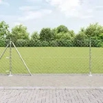 vidaXL Drahtzaun mit 7 Flanschpfosten 1x10 m verzinkter Stahl