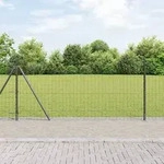 vidaXL Euro Zaun Set von 2 Grau Metall 25 x 1 m Euro Zaun Rechteckig