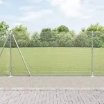 vidaXL Verzinkter Drahtzaun mit 7 Flanschpfosten 1,2 x 10 m Verzinkter Stahl