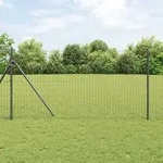 vidaXL Eurozaun mit 7 Pfosten 1.4x10 m verzinkter Stahl grau