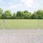 vidaXL Geschwei&szlig;ter Drahtzaun mit 13 Flanschpfosten 0,5x100 m Verzinkter Stahl