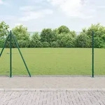 vidaXL Schwei&szlig;drahtzaun mit 13 Flanschpfosten Gr&uuml;n 1,2x50 m Stahl